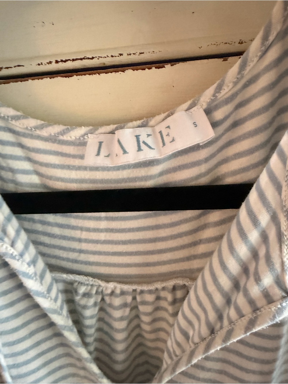 Lake Pajamas (small) Women's Striped Lounge Set - Light Green& Ivory - Picture 2 of 3